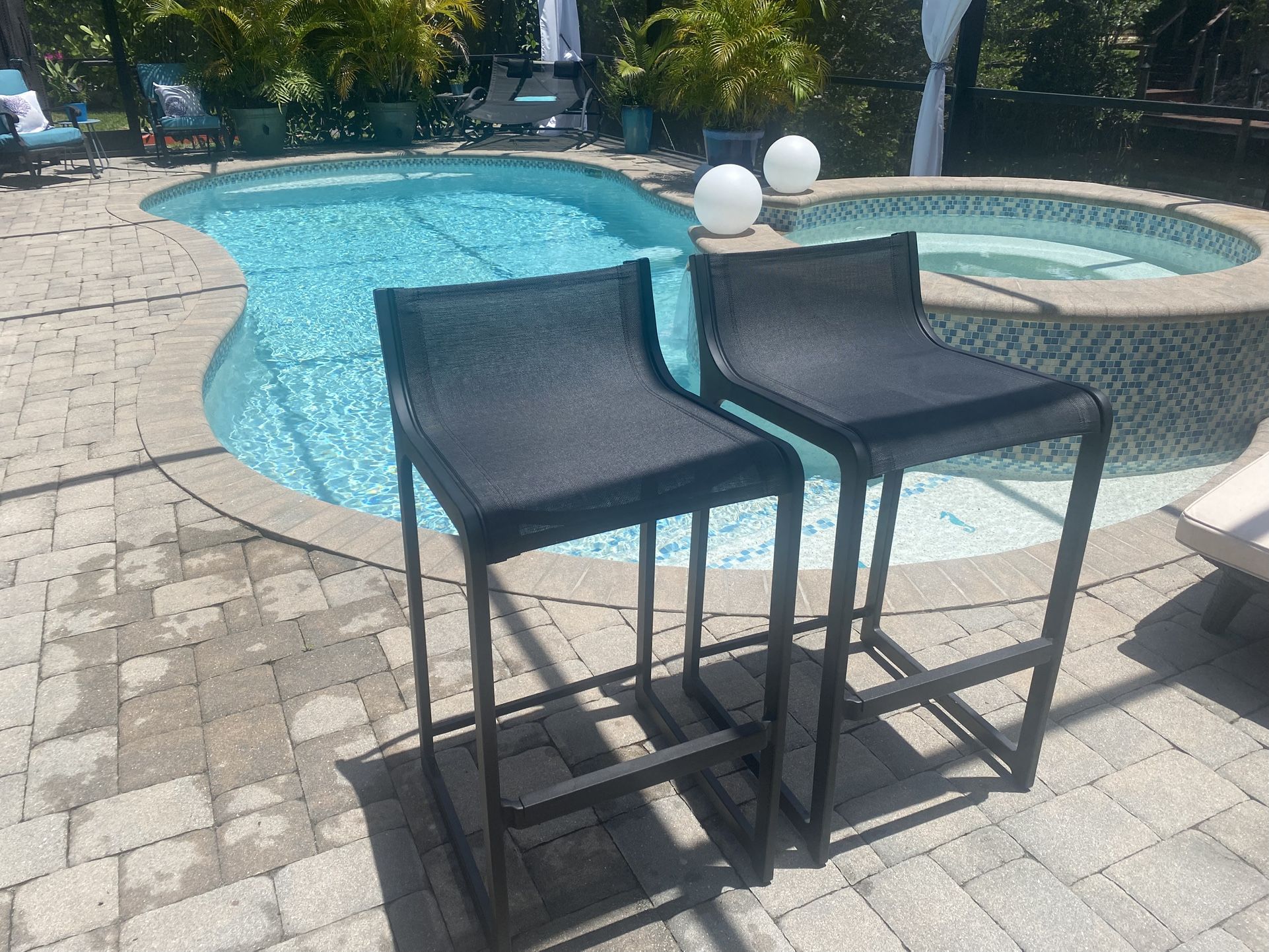 2 Black Outdoor Bar/tiki Bar Stools