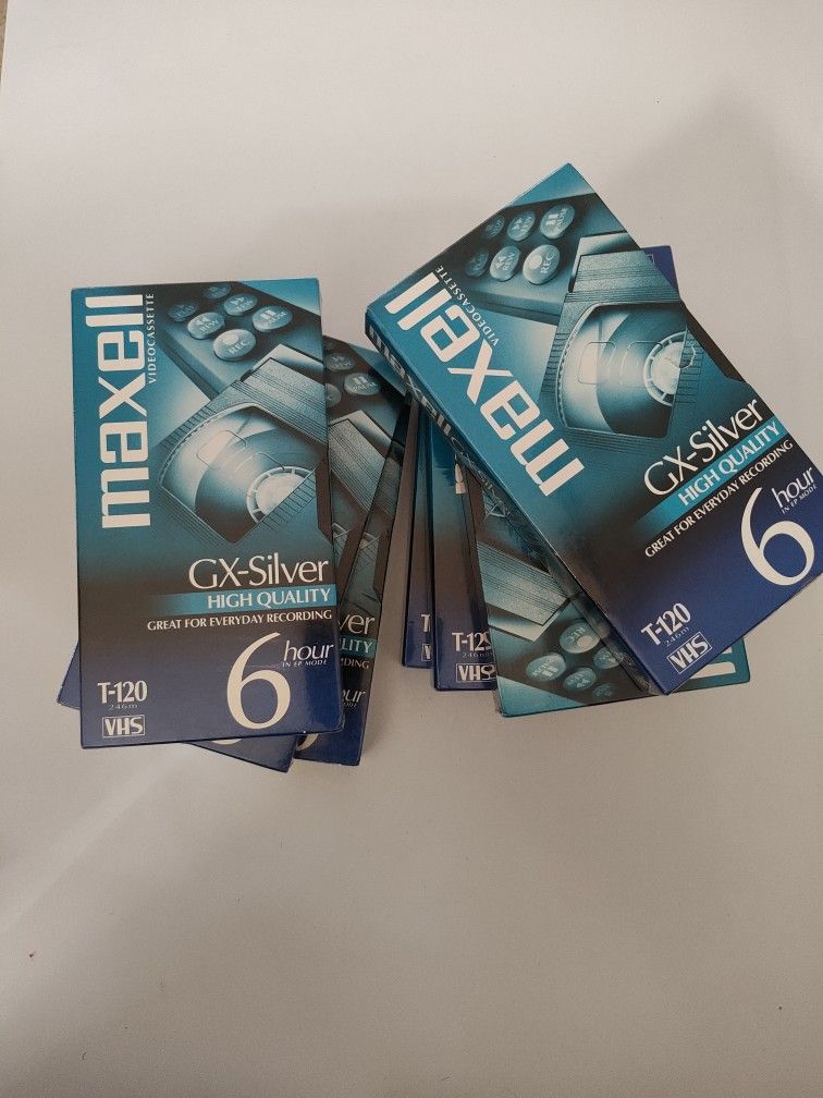 Maxill GX-Silver high quality 6-hour blank VHS tapes 7 pack,   $8 each or $45 for all 7