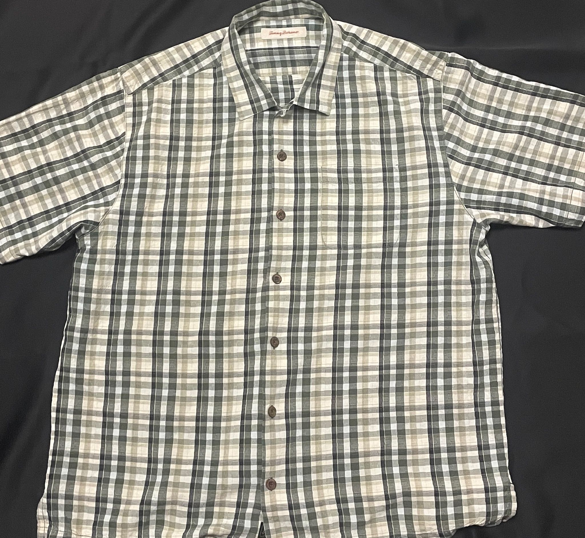 Tommy Bahama Green Plaid Shirt Size XL