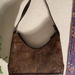 Brown Flower Shoulder Bag
