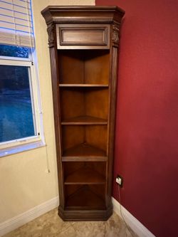 Wood Corner Shelf/ Cabinet 77”