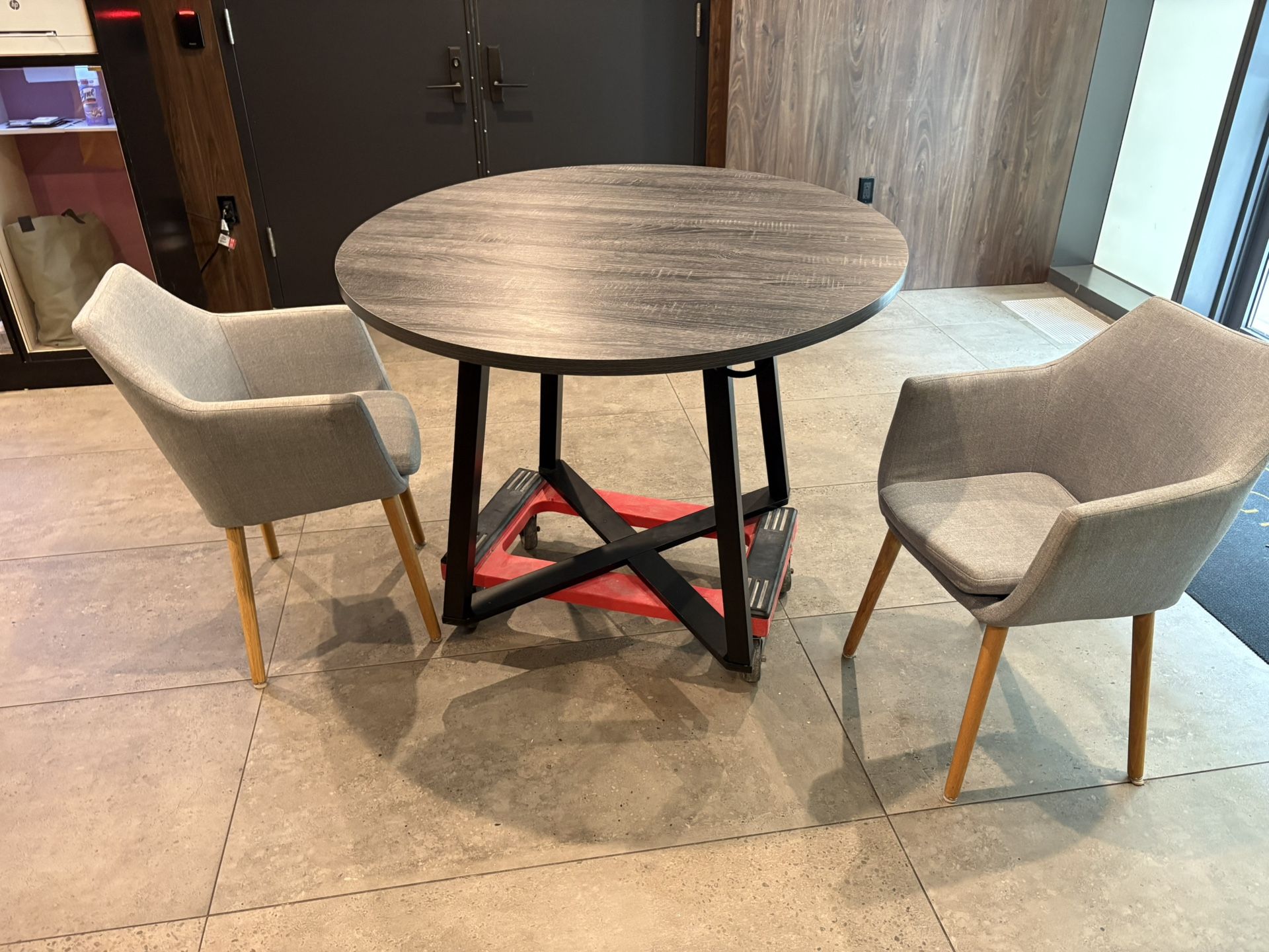 Centiar Round Dining Table with X-Shaped Metal Base
