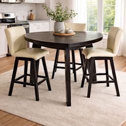 Modern High-Top Dining Table Set (3 Chairs) – Elegant & Sturdy
