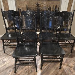 6 solid oak kitchen chairs