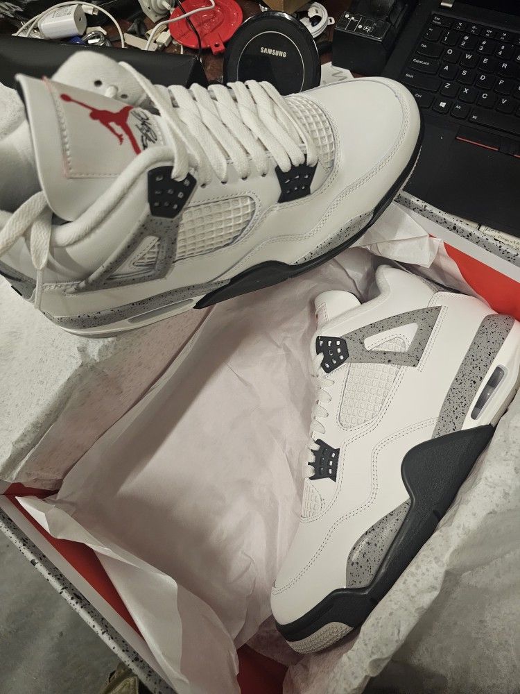 New Jordan 4 white cement size 9.5 with proof of purchase 