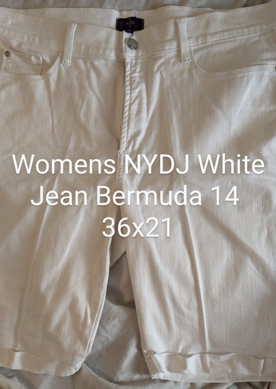 NEW Womens NYJD 14 White Bermuda Shorts With Lift And Tuck Technology. 98% Cotton, 2% Elastane, 5 Pocket, Waist 36", length 21" $69 Retail