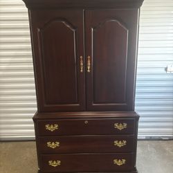 Cherry Wood Kincaid Arimoire/ Entertainment Stand- Brass Handles 