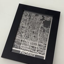 Framed Phoenix Map Art