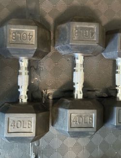 Two 40lb Rubber Coated Dumbbells