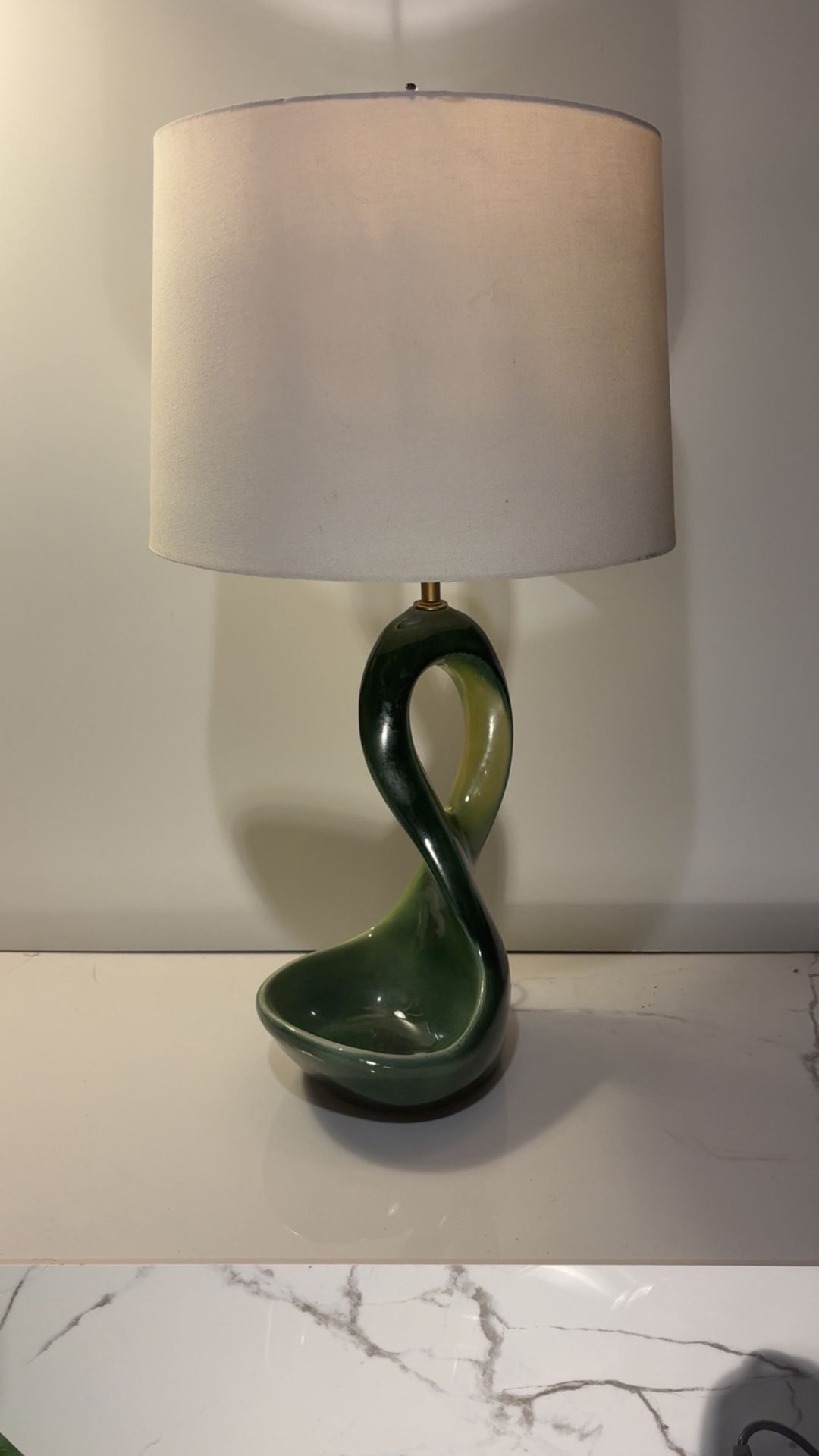 Vintage green ceramic Designer table lamp, circa 1950s.