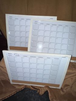 X3 tin wipe off boards with cork board on bottom