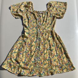 Sienna Sky Floral Flare Dress Size M Yellow