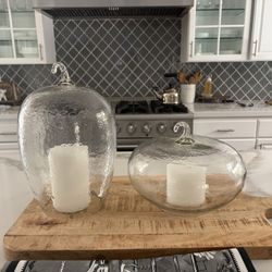 Pottery Barn Glass Pumpkin Hurricanes 