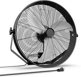 20 Inch High Velocity Wall Mount Fan with Rack, 3 Speed Industrial/Commercial Metal Ventilation Fan