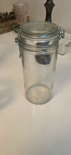 Clear Glass Cylinder Storage Jar with Hinged Wire Bale Lid & Airtight Seal