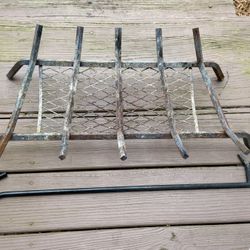 Fireplace Log Grate, Poker & Wood Cart