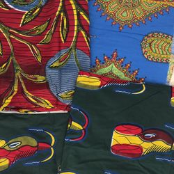 African Wax Block Print 100% Cotton Fabric