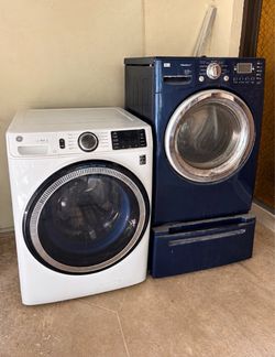 GE UltraFresh Front Load Washer & LG SteamDryer Set