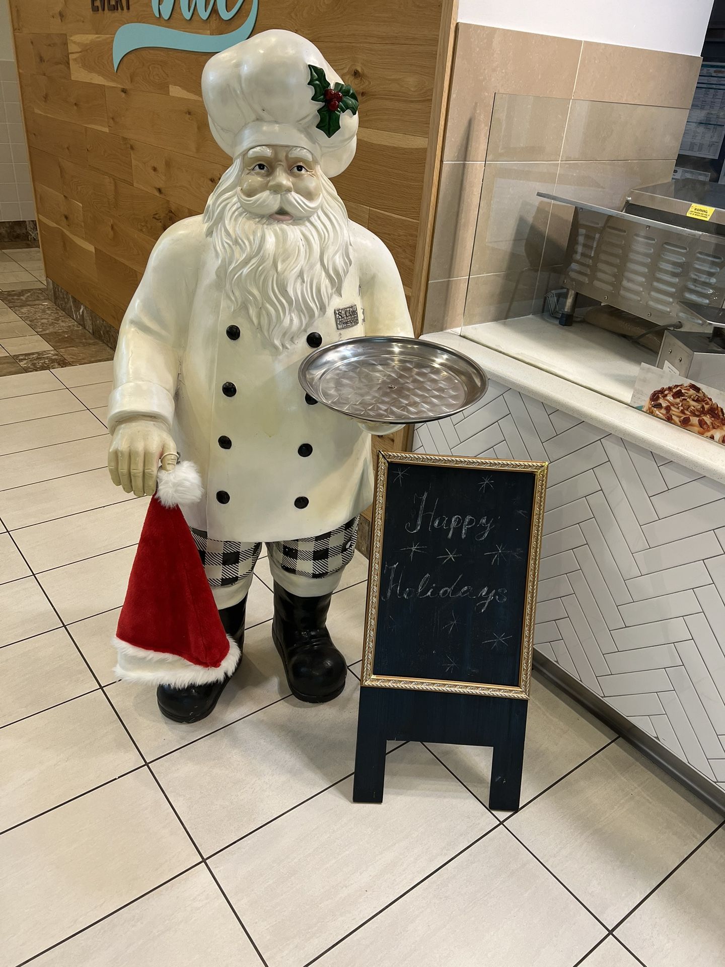 Santa Chef With Chalk Board Stands over 5 ft. tall Crafted of polyresin