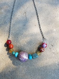 Lepidolite stone necklace
