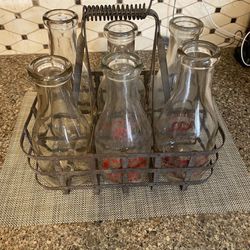 Milk Bottle Collection With Basket