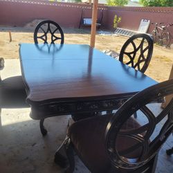 Dining Table With 4 Matching Chairs + 1 Free Chair , Memory Foam On Cushions