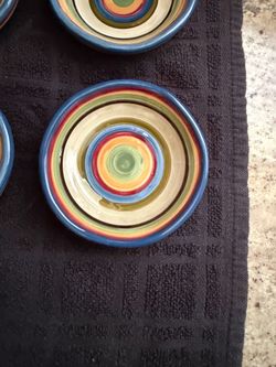 Hand-Painted Ceramic Condiment Caddy Set w/ Cruets, Shakers & Bowls