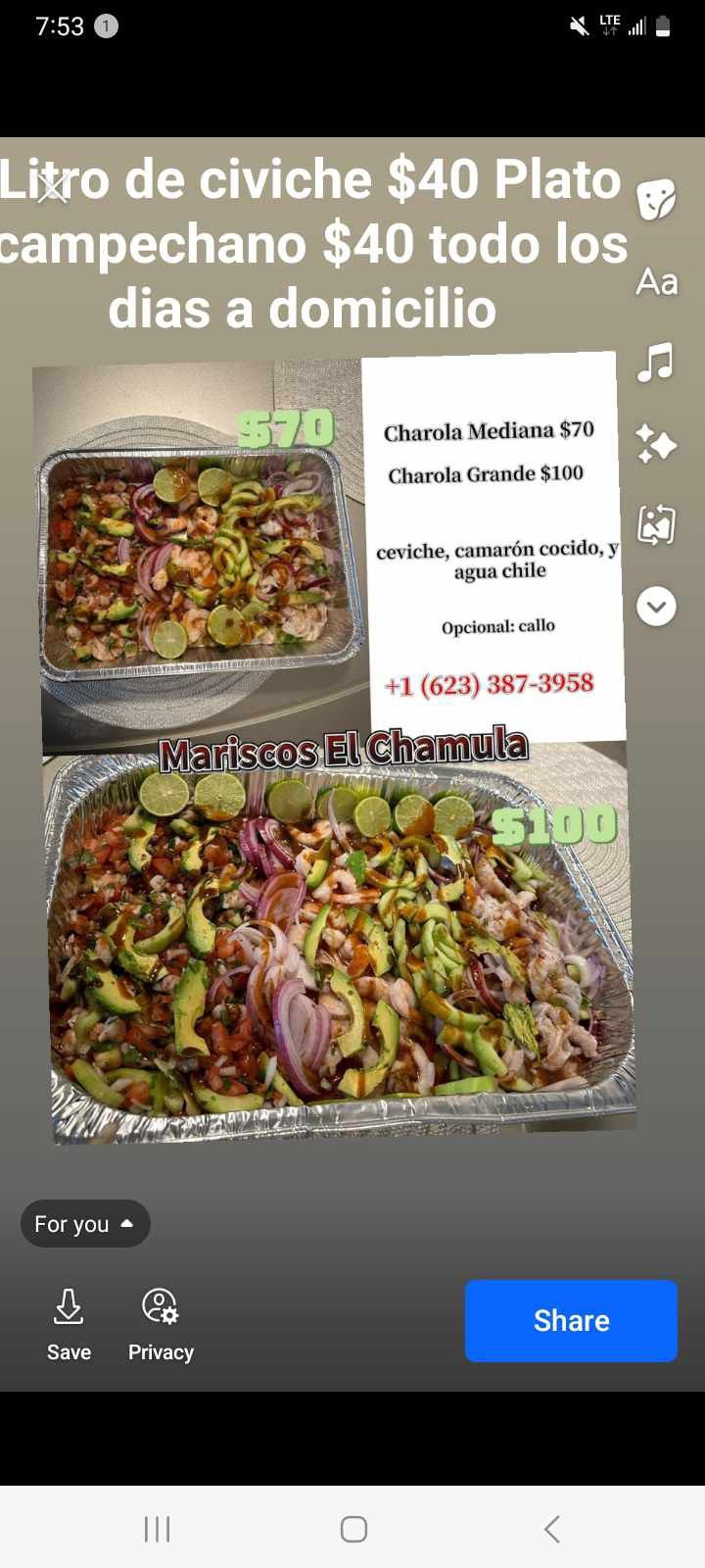 Mariscos A Domicilio Charolas