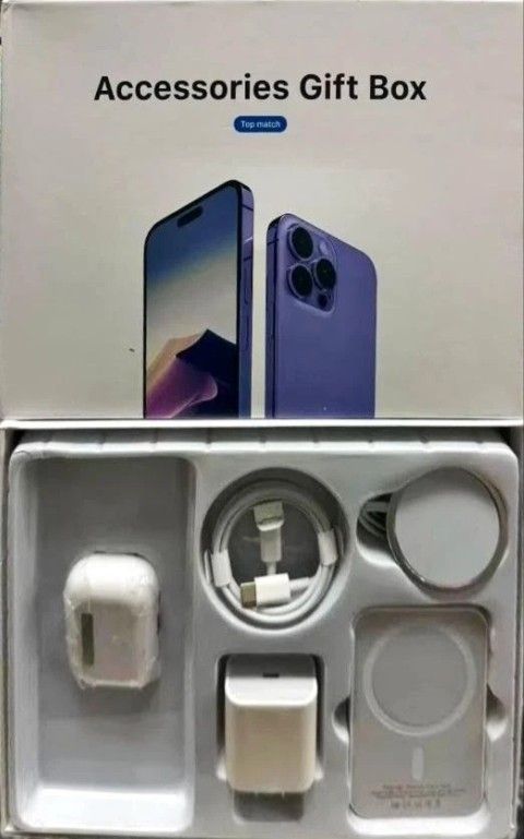 Apple Accessories Mag Safe Battery Pack, Ear Buds, Mag Safe Charger Cable, Charger Block And USB C Cable