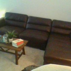Brown Leather Sectional 
