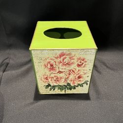 Handmade Decoupage Tissue Box Cover Floral Design