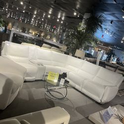 6PC Power Leather Reclining Sectional 