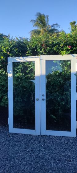 Exterior aluminum Hurricane 🌀 impact double doors full view no frame PGT 34x34x77.75
