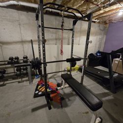 Solid Squat Rack With Bench&Bar