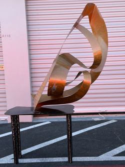 Large Modern Abstract Metal Sculpture - Bronze/Gold Kinetic Art