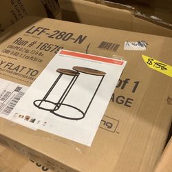 CorLiving Fort Worth 15 in. Brown Round Wood Grain End Table with 2-Pieces