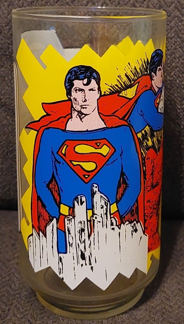 Vintage 1978 Superman The Movie Collector's Glass - From Kal-el The Child To The Man Of Steel Pepsi Glass - DC - Justice League