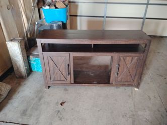 Rustic Farmhouse TV Stand with Cabinet Storage