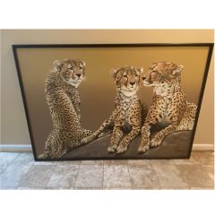 Beautiful XLarge Black Framed Leopard Wall Art Painting 