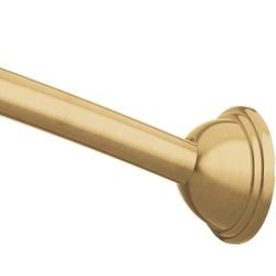 Moen Brushed Gold 54 to 72-Inch Adjustable Single Curved Shower Rod, Wall Mounted Permanent Shower Curtain Rod for Bathroom, CSR2160BG