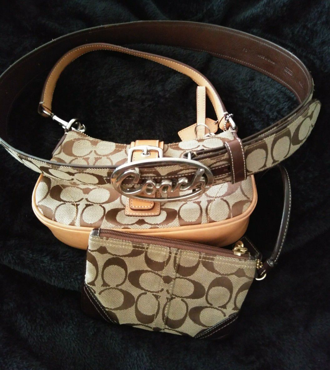 Authentic Coach purse, wallet and belt