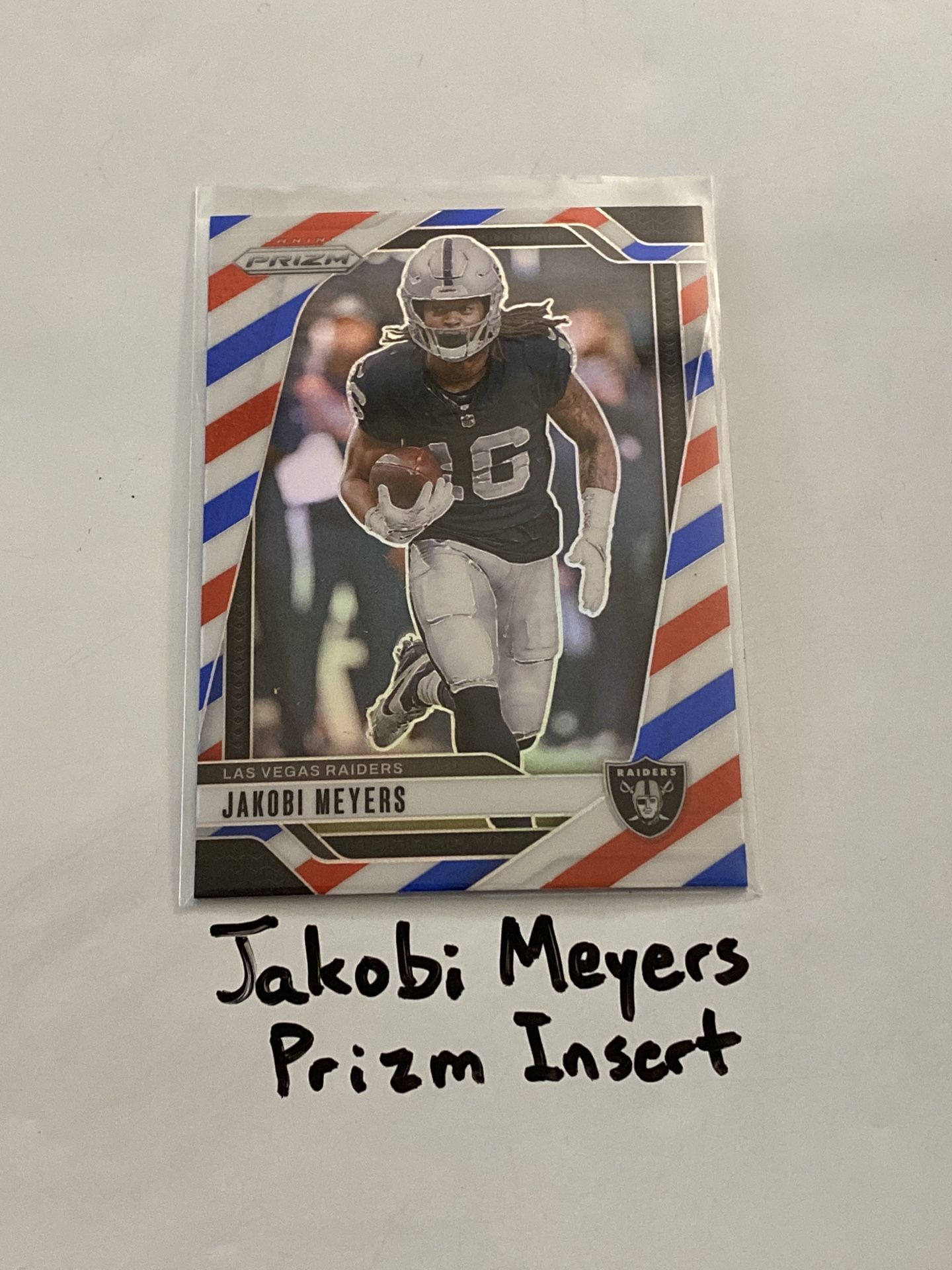 Jakobi Meyers Las Vegas Raiders WR Prizm Short Print Insert Card.