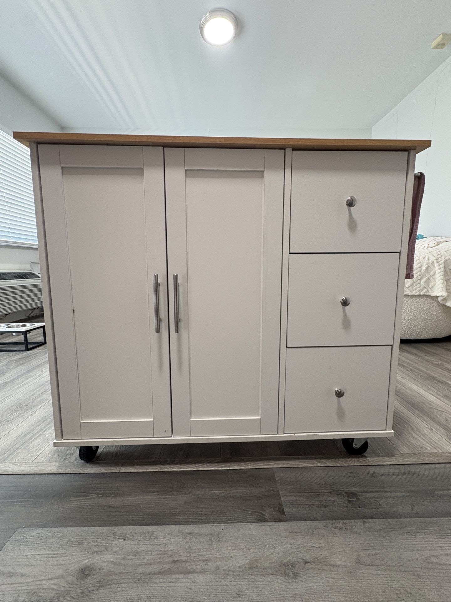 Kitchen Island on Wheels w/ Drop Leaf + 2 Stools – Great for Small Spaces