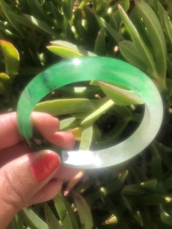 Green emerald color jade bangle 60mm