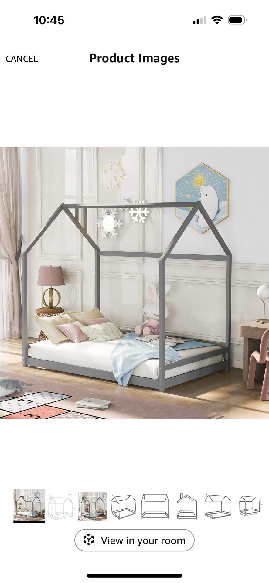 Kids House Bed Frame + Gel Memory Foam Mattress – $250