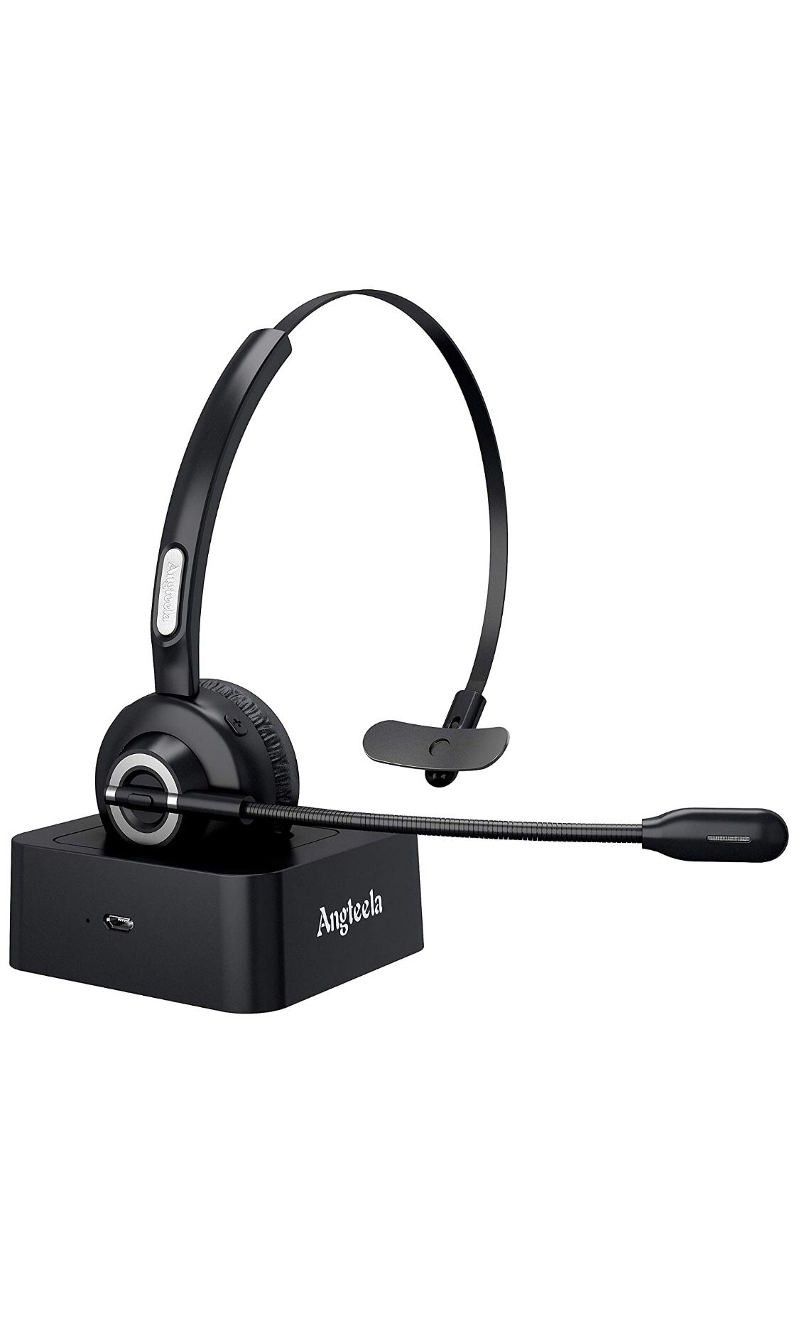 Bluetooth Headset, Angteela V5.0 Business Wireless Headset with Boom Mic, Suitable for Cell Phone/Tablet/Computer, Over The Head Hands Free Headset f