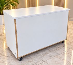 White Rolling Mobile Event Counter – Vendor Display & Storage Cart