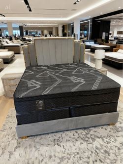 King size mattress pillow top 12”.   New mattress in a plastic sealed.   We offer same day delivery