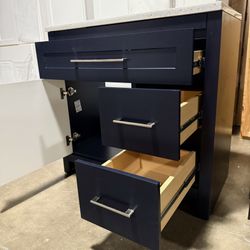 36 Inch Single Sink Bath Vanity In Blue 