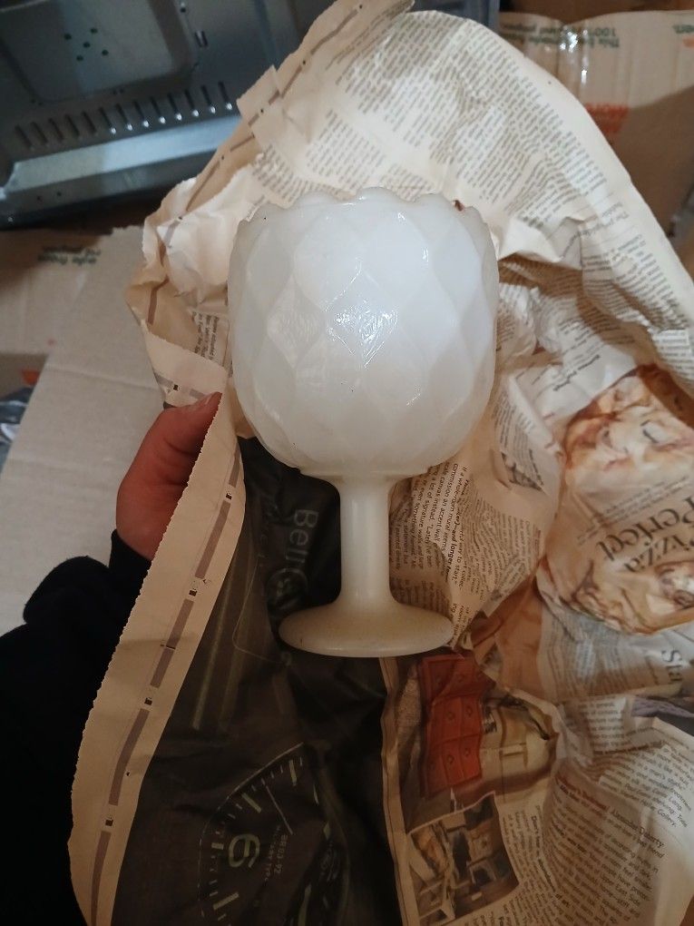 A Whole Big  Box Of Vintage  Milk  Glasses Diff Styles